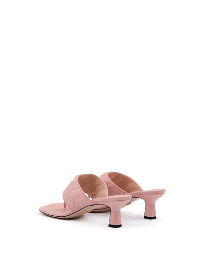 Gucci Pink Nappa Leather Thong Sandal Heels