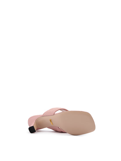 Gucci Pink Nappa Leather Thong Sandal Heels