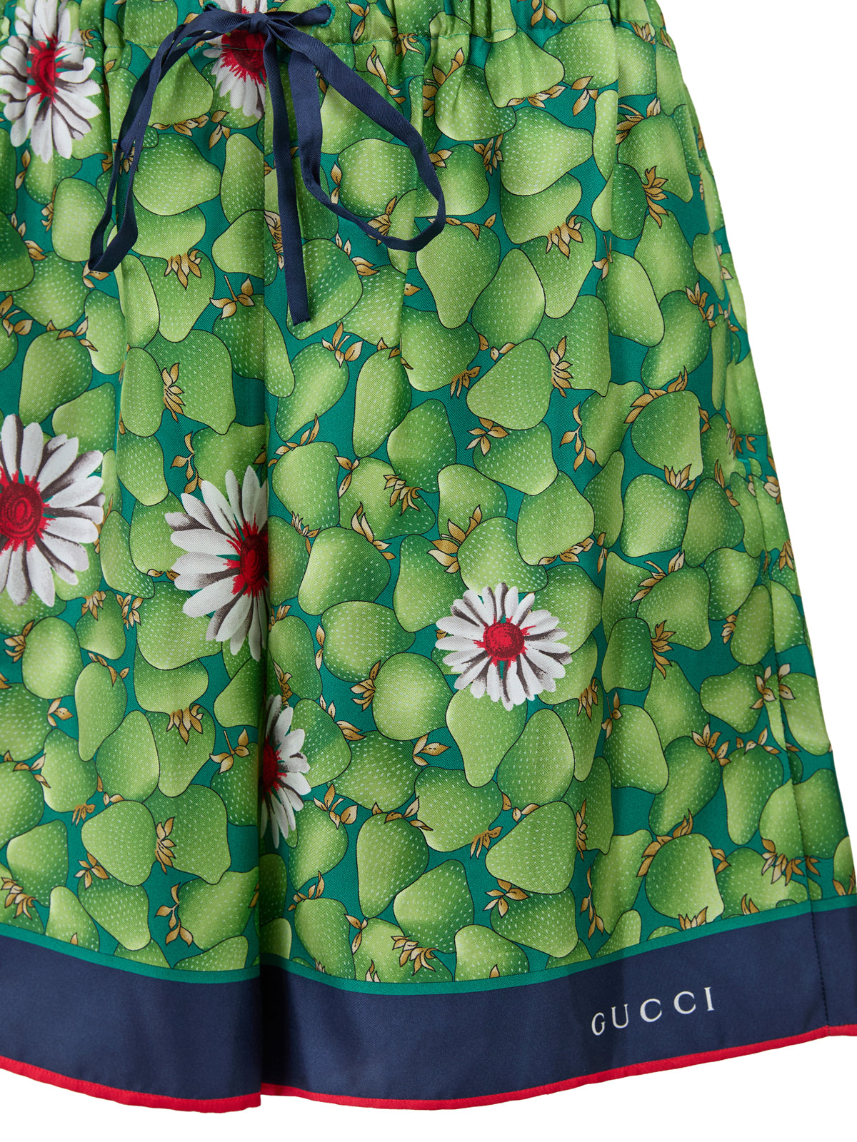 Gucci Women's Green Flower Printed Silk Shorts