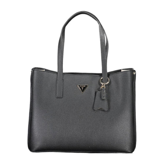 Guess Jeans Black Handbag – Faux Leather, Multi-Compartment Design
