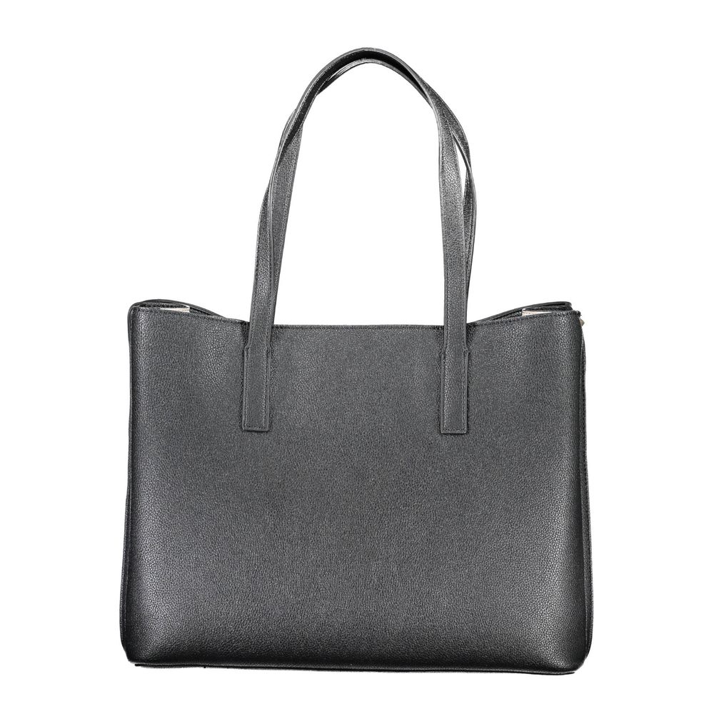 Guess Jeans Black Handbag – Faux Leather, Multi-Compartment Design