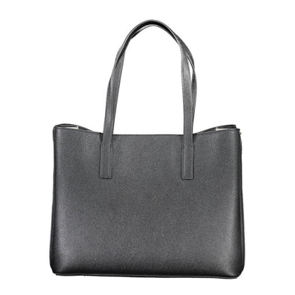 Guess Jeans Black Handbag – Faux Leather, Multi-Compartment Design
