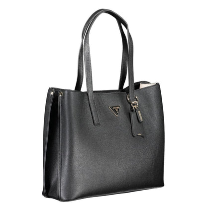 Guess Jeans Black Handbag – Faux Leather, Multi-Compartment Design