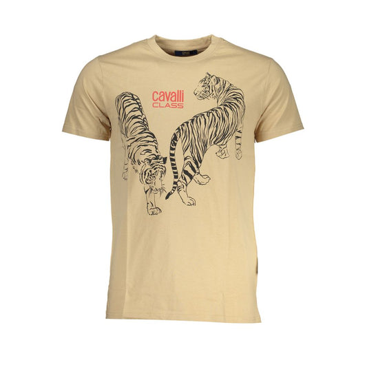 Cavalli Class Bold Beige Cotton T-Shirt