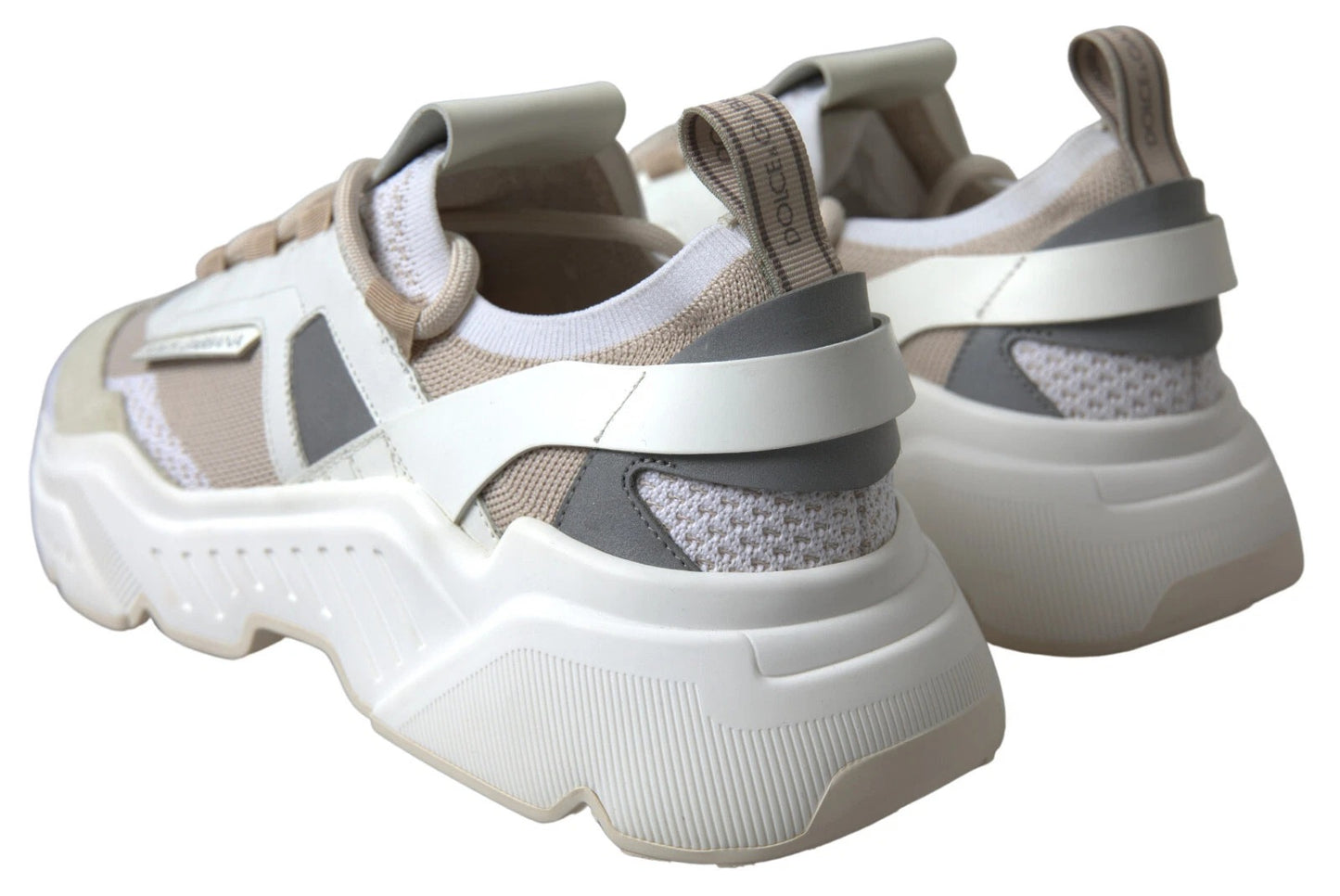 Dolce & Gabbana DAYMASTER White Beige Leather Sneakers