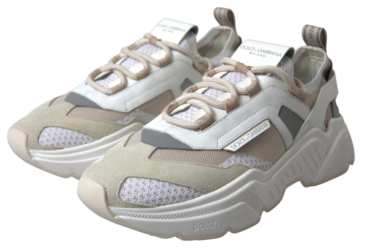 Dolce & Gabbana DAYMASTER White Beige Leather Sneakers