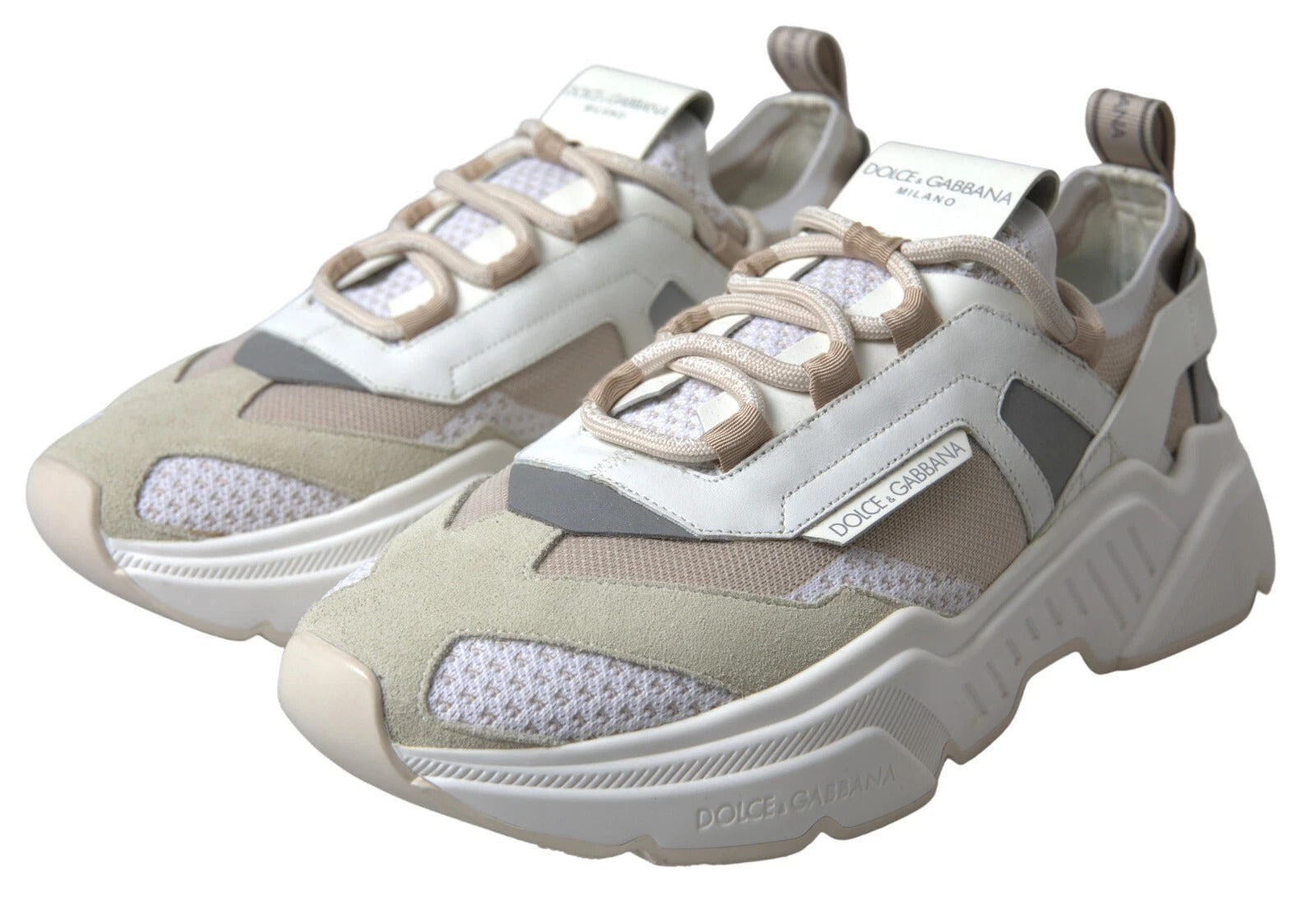 Dolce & Gabbana DAYMASTER White Beige Leather Sneakers