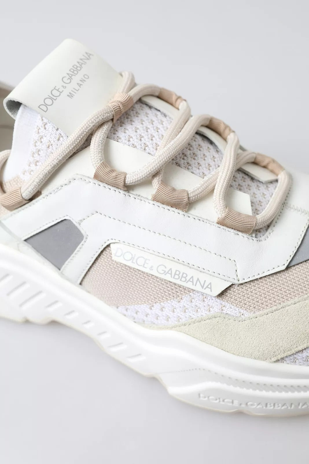 Dolce & Gabbana DAYMASTER White Beige Leather Sneakers