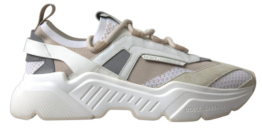 Dolce & Gabbana DAYMASTER White Beige Leather Sneakers