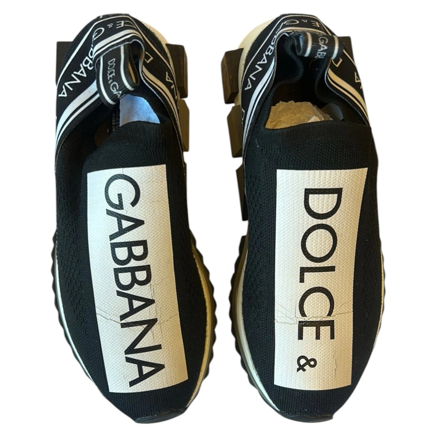 Dolce & Gabbana Black White Slip On Sorrento Sneakers