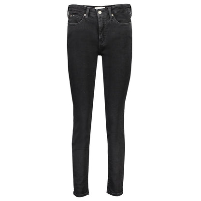 Calvin Klein Black Cotton Mid Rise Skinny Jeans