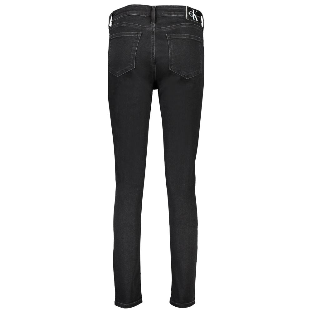 Calvin Klein Black Cotton Mid Rise Skinny Jeans