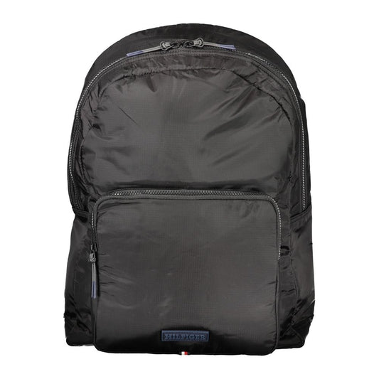 Tommy Hilfiger Black Nylon Backpack: Stylish and Functional Companion