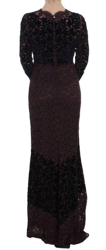  - Elegant Purple Floral Lace Maxi Dress