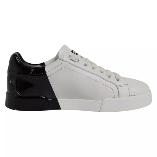 Dolce & Gabbana White & Black Logo Portofino Men's Sneaker