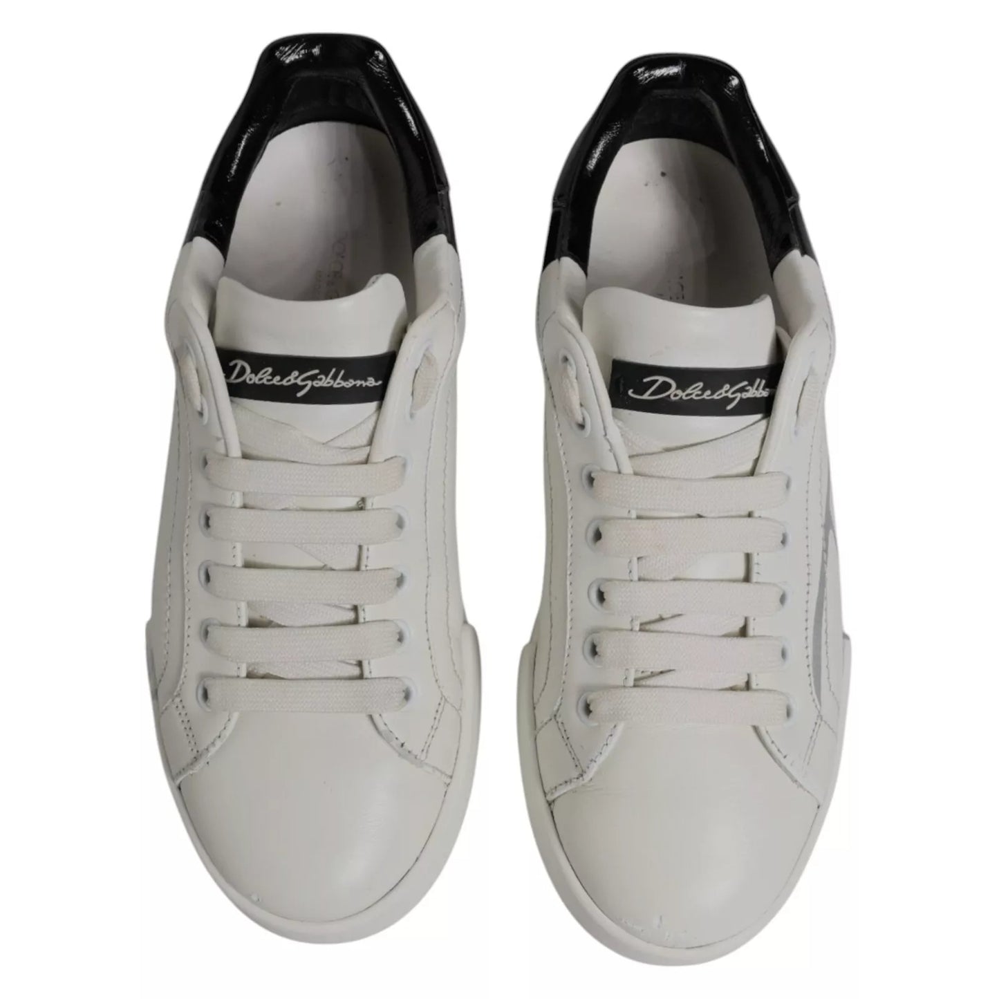 Dolce & Gabbana White & Black Logo Portofino Men's Sneaker