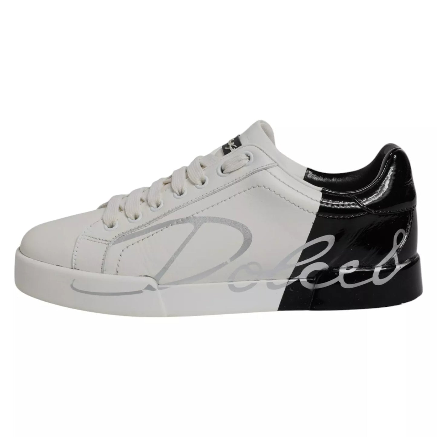Dolce & Gabbana White & Black Logo Portofino Men's Sneaker