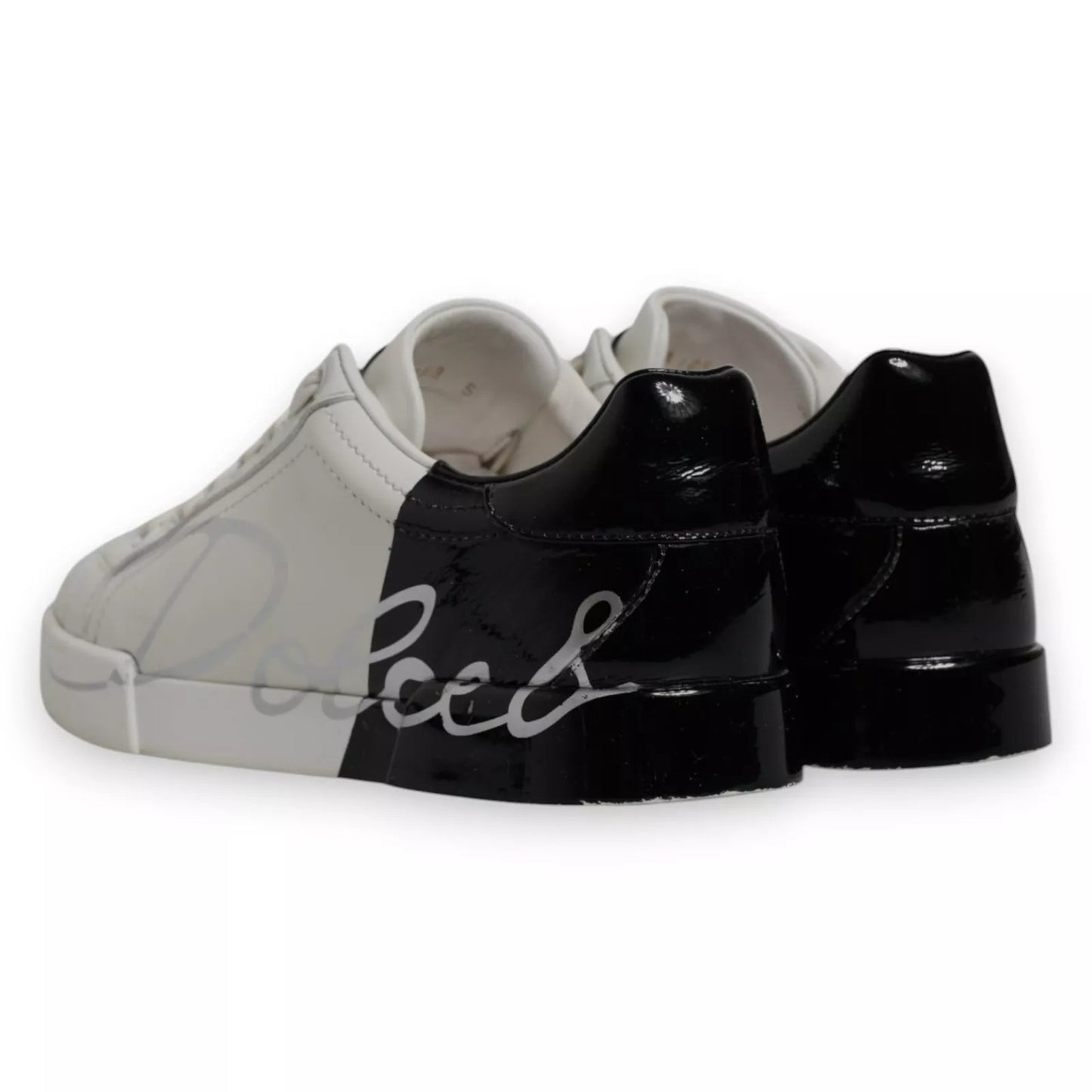 Dolce & Gabbana White & Black Logo Portofino Men's Sneaker