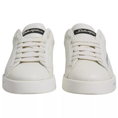 Dolce & Gabbana White & Black Logo Portofino Men's Sneaker