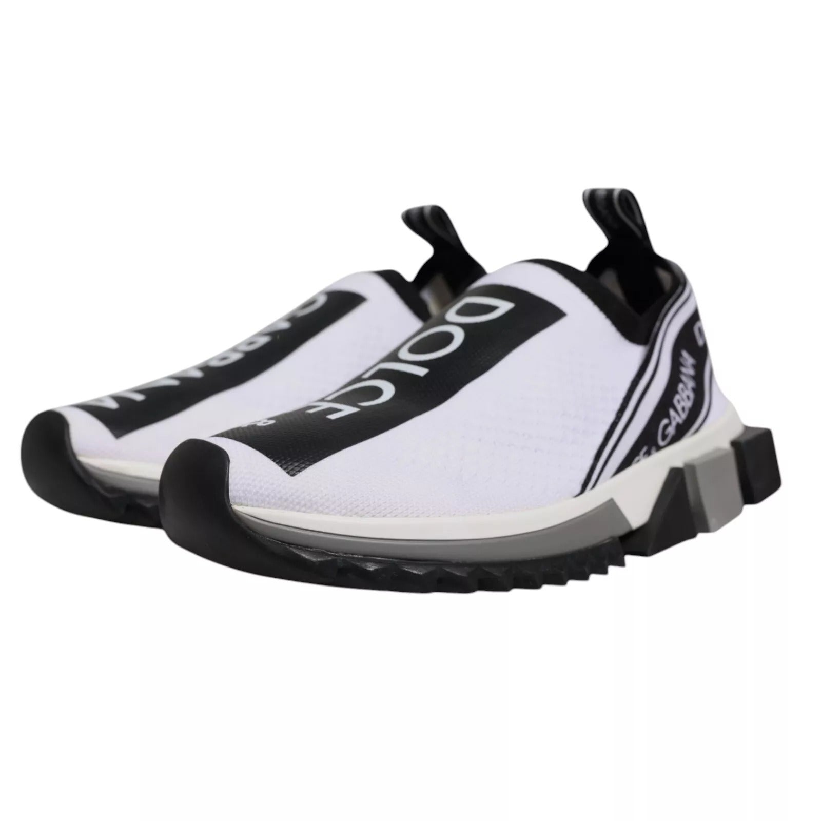 Dolce & Gabbana White & Black Slip On Sorrento Sneakers