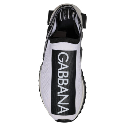Dolce & Gabbana White & Black Slip On Sorrento Sneakers