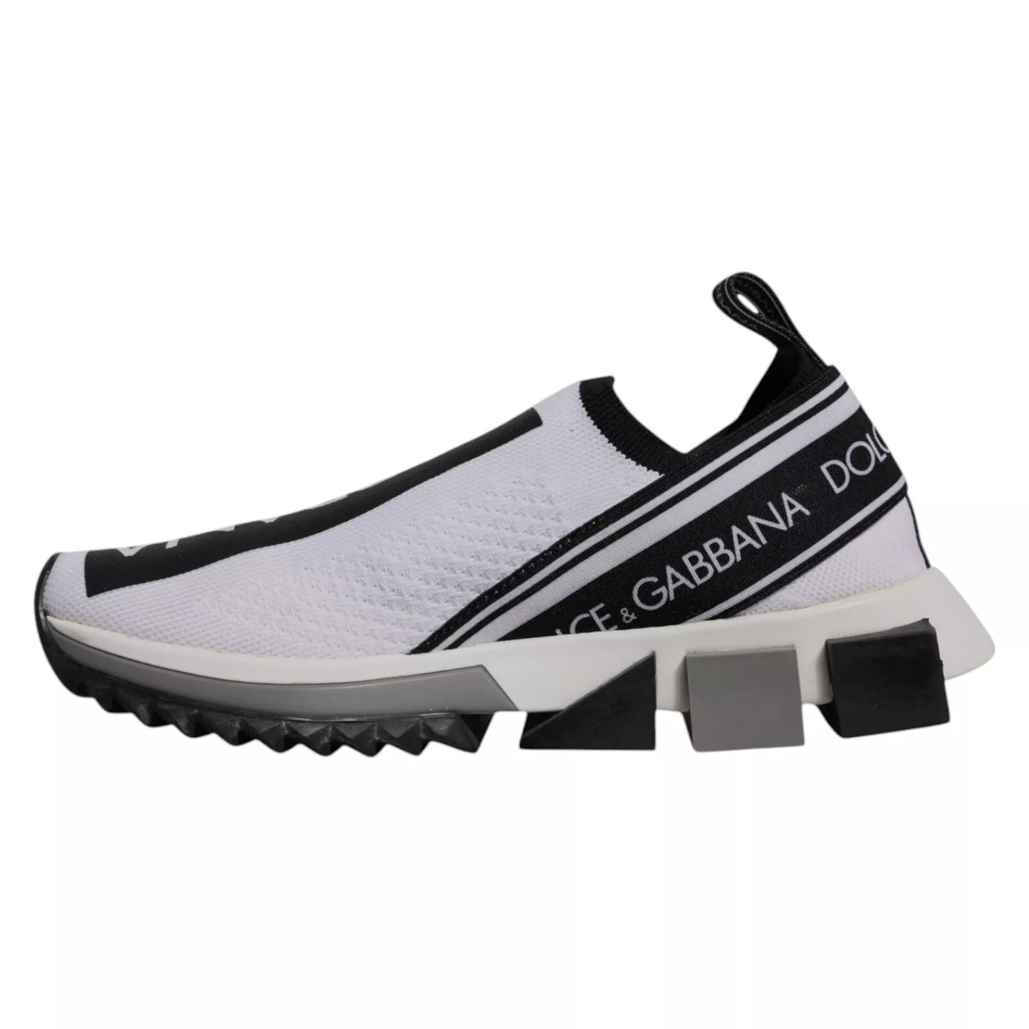 Dolce & Gabbana White & Black Slip On Sorrento Sneakers