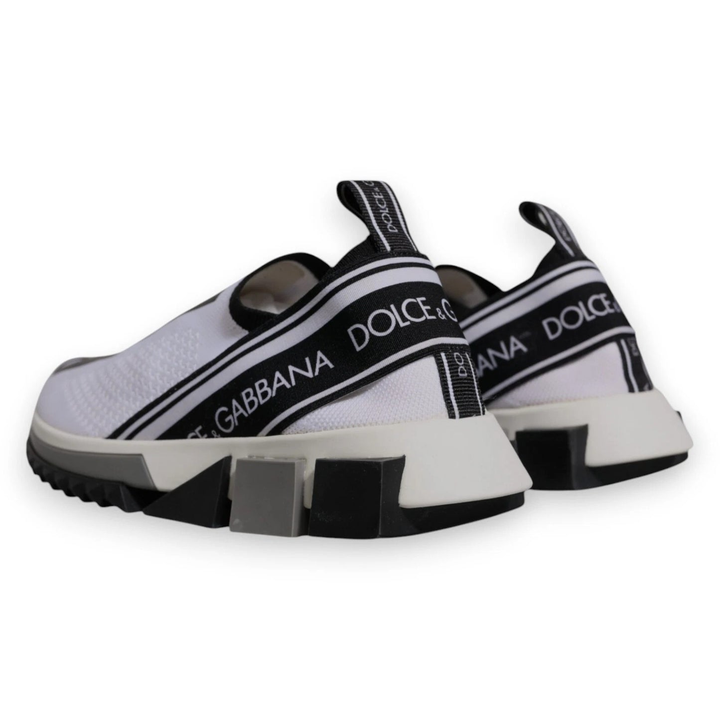 Dolce & Gabbana White & Black Slip On Sorrento Sneakers