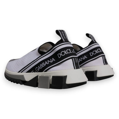 Dolce & Gabbana White & Black Slip On Sorrento Sneakers