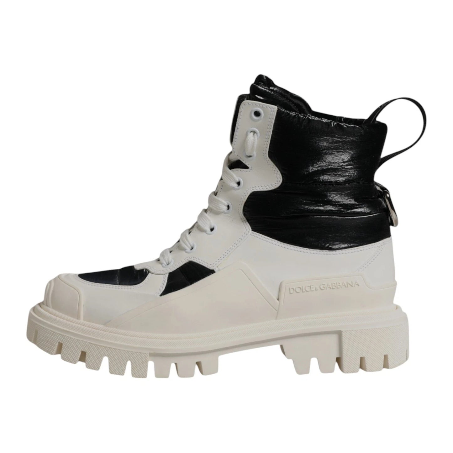 Dolce & Gabbana White Padded Mid Calf Lace Up Boots