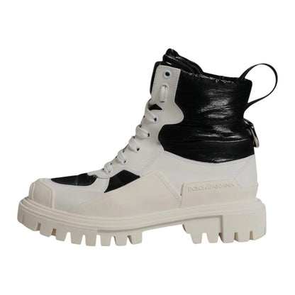 Dolce & Gabbana White Padded Mid Calf Lace Up Boots