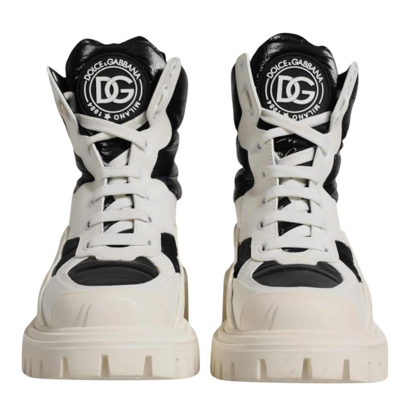 Dolce & Gabbana White Padded Mid Calf Lace Up Boots