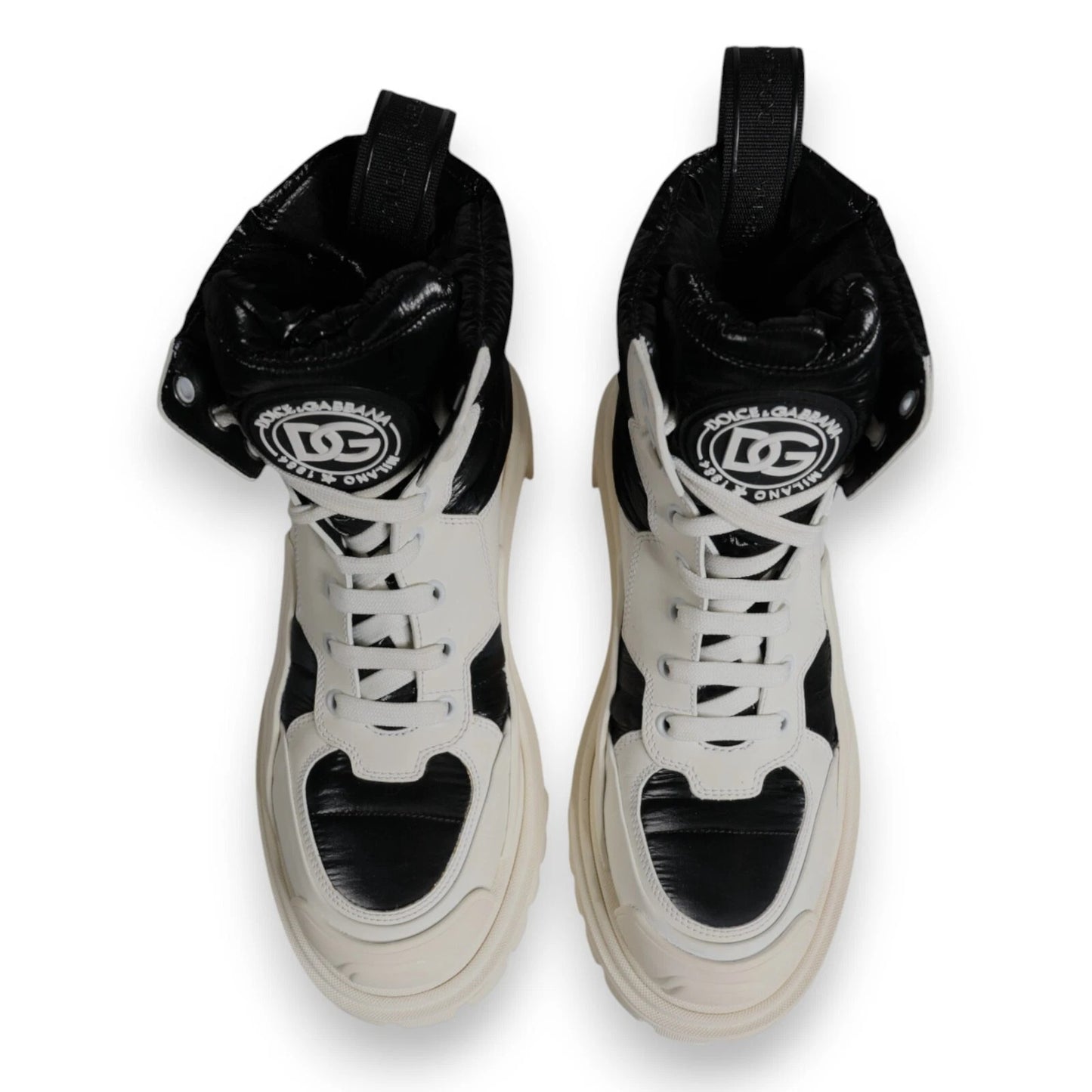 Dolce & Gabbana White Padded Mid Calf Lace Up Boots
