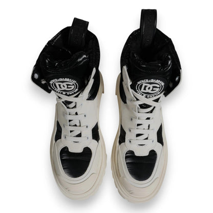 Dolce & Gabbana White Padded Mid Calf Lace Up Boots