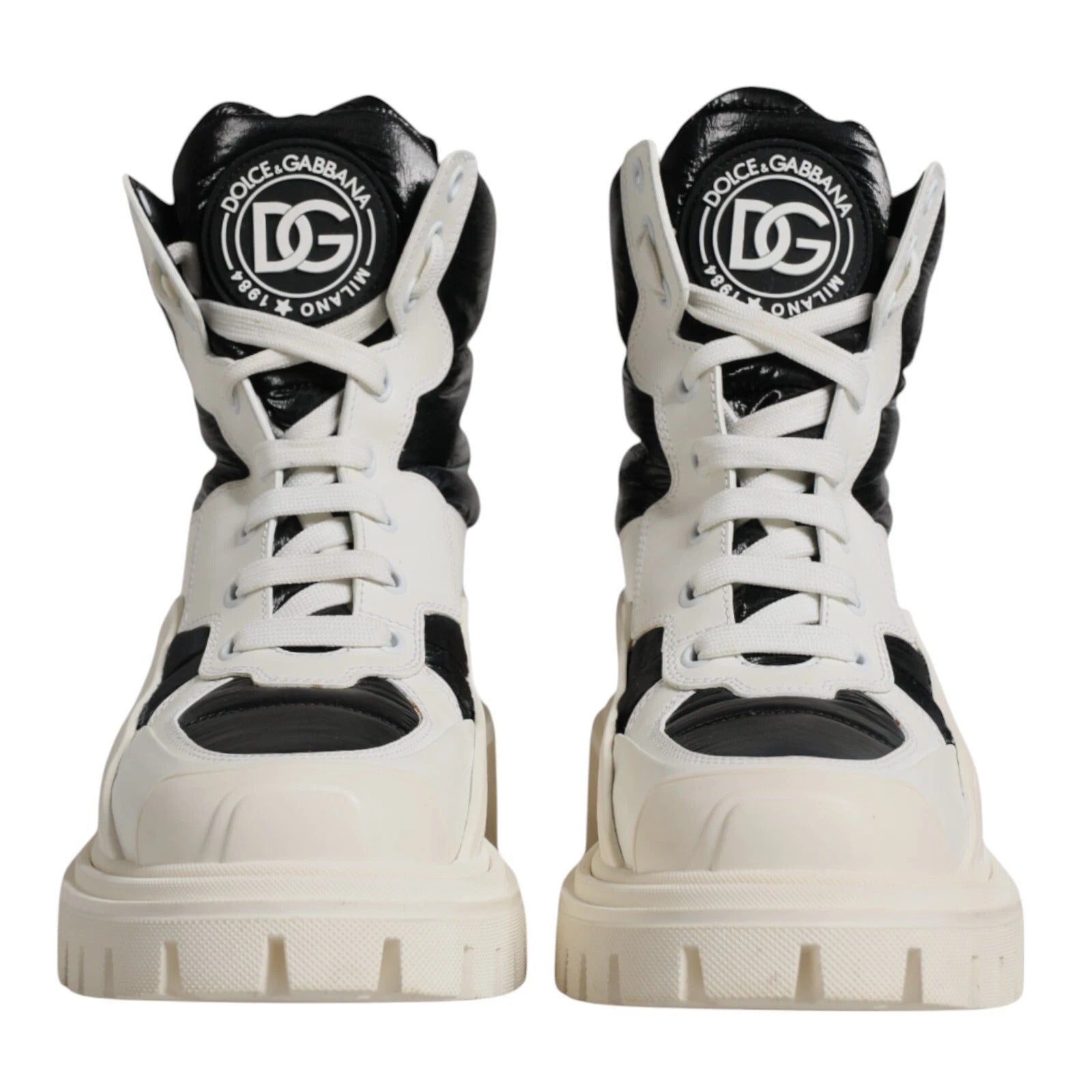 Dolce & Gabbana White Padded Mid Calf Lace Up Boots