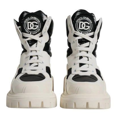 Dolce & Gabbana White Padded Mid Calf Lace Up Boots