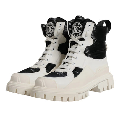 Dolce & Gabbana White Padded Mid Calf Lace Up Boots