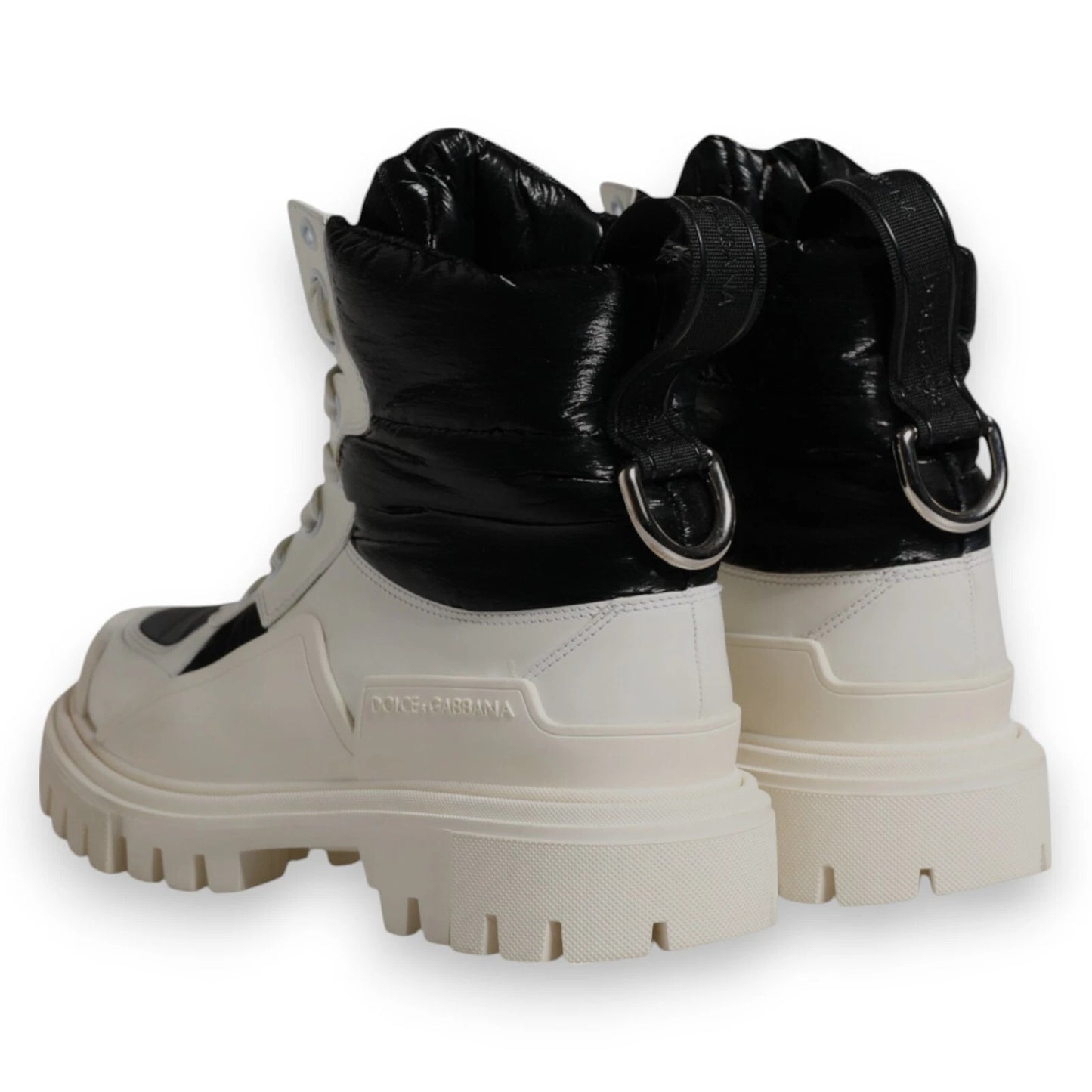 Dolce & Gabbana White Padded Mid Calf Lace Up Boots