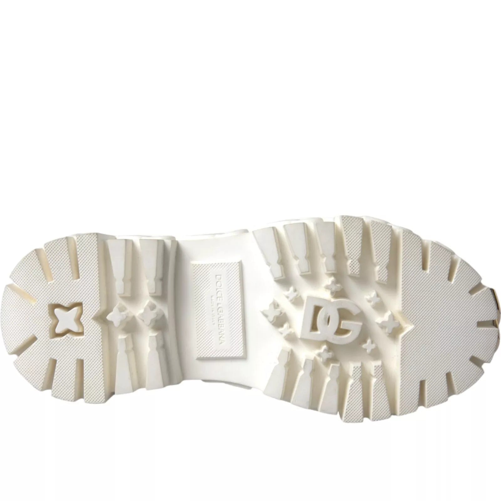 Dolce & Gabbana White Leather Rubber Logo Ankle Boots