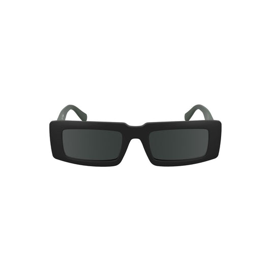 Calvin Klein Black Bio Based Rectangular Sunglasses with Smoke Lenses