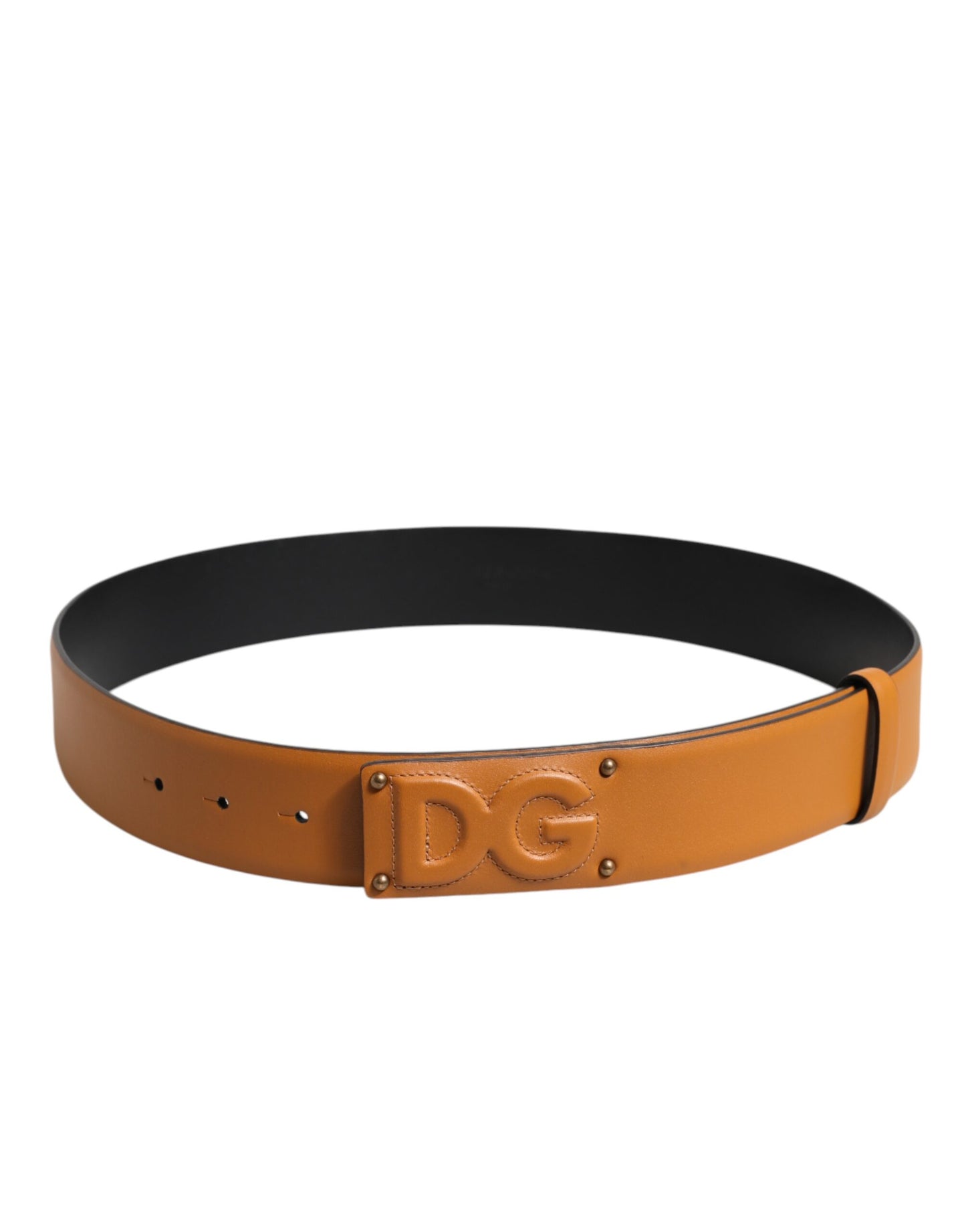 Dolce & Gabbana Brown Leather DG Logo Embossed Belt