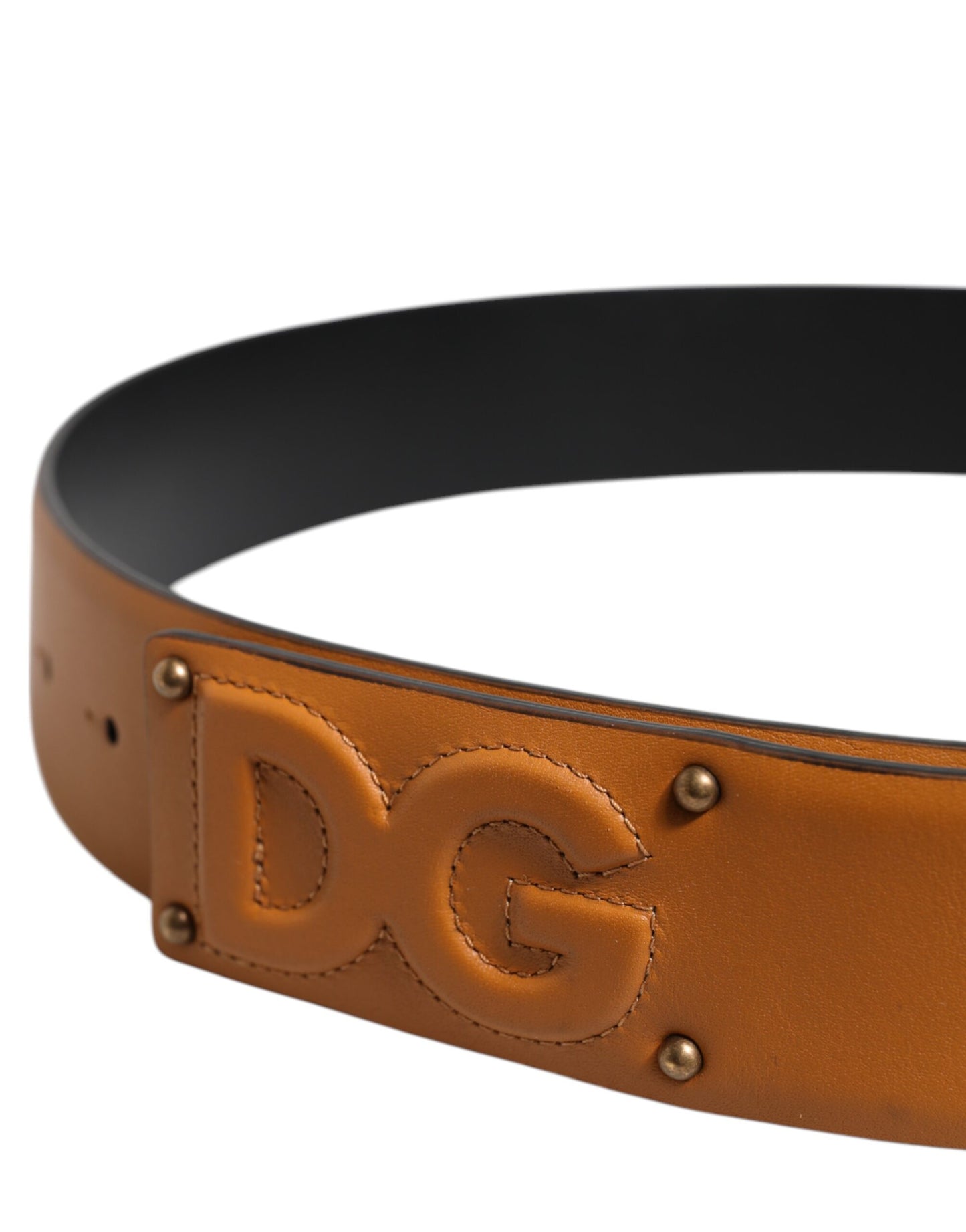 Dolce & Gabbana Brown Leather DG Logo Embossed Belt