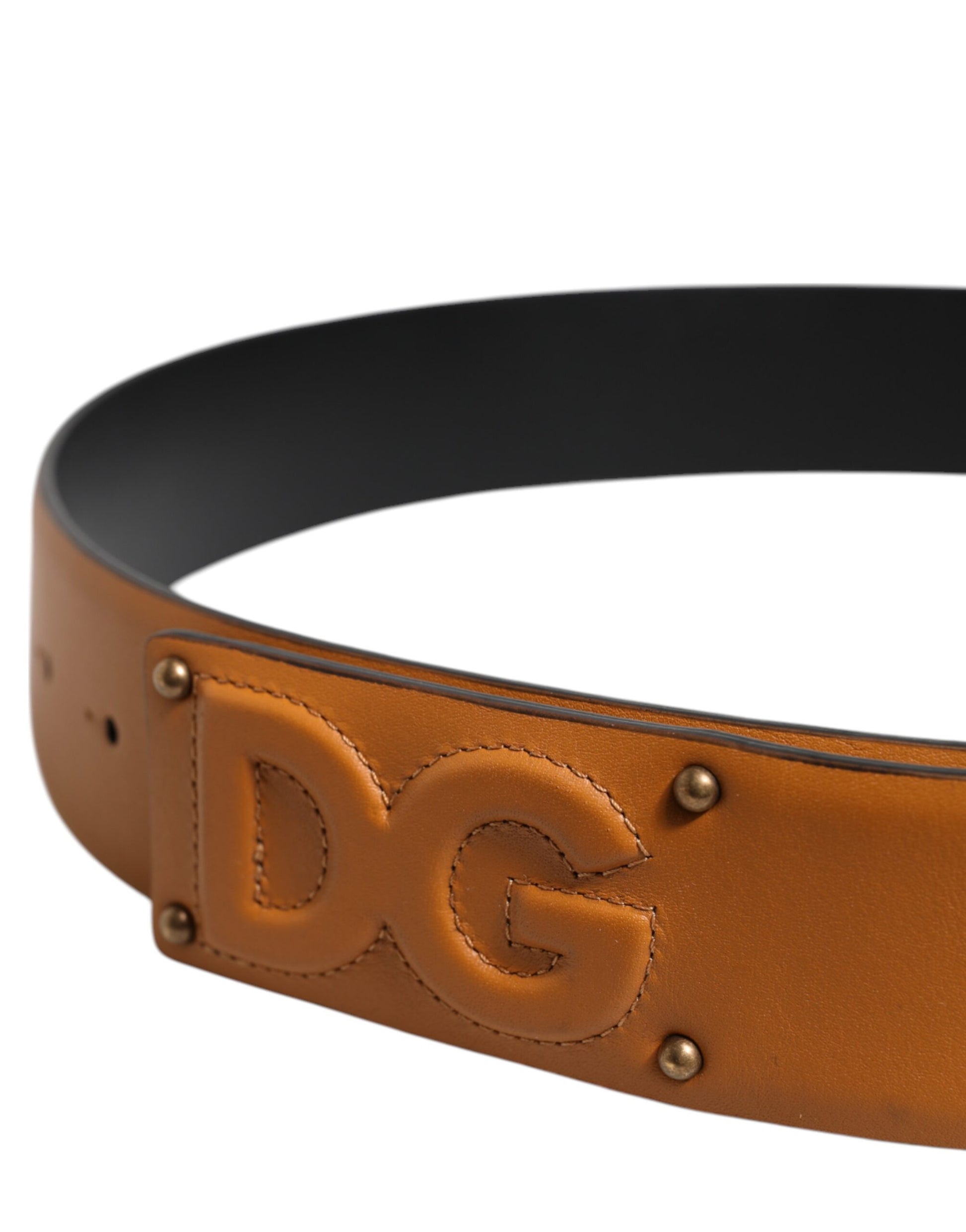 Dolce & Gabbana Brown Leather DG Logo Embossed Belt