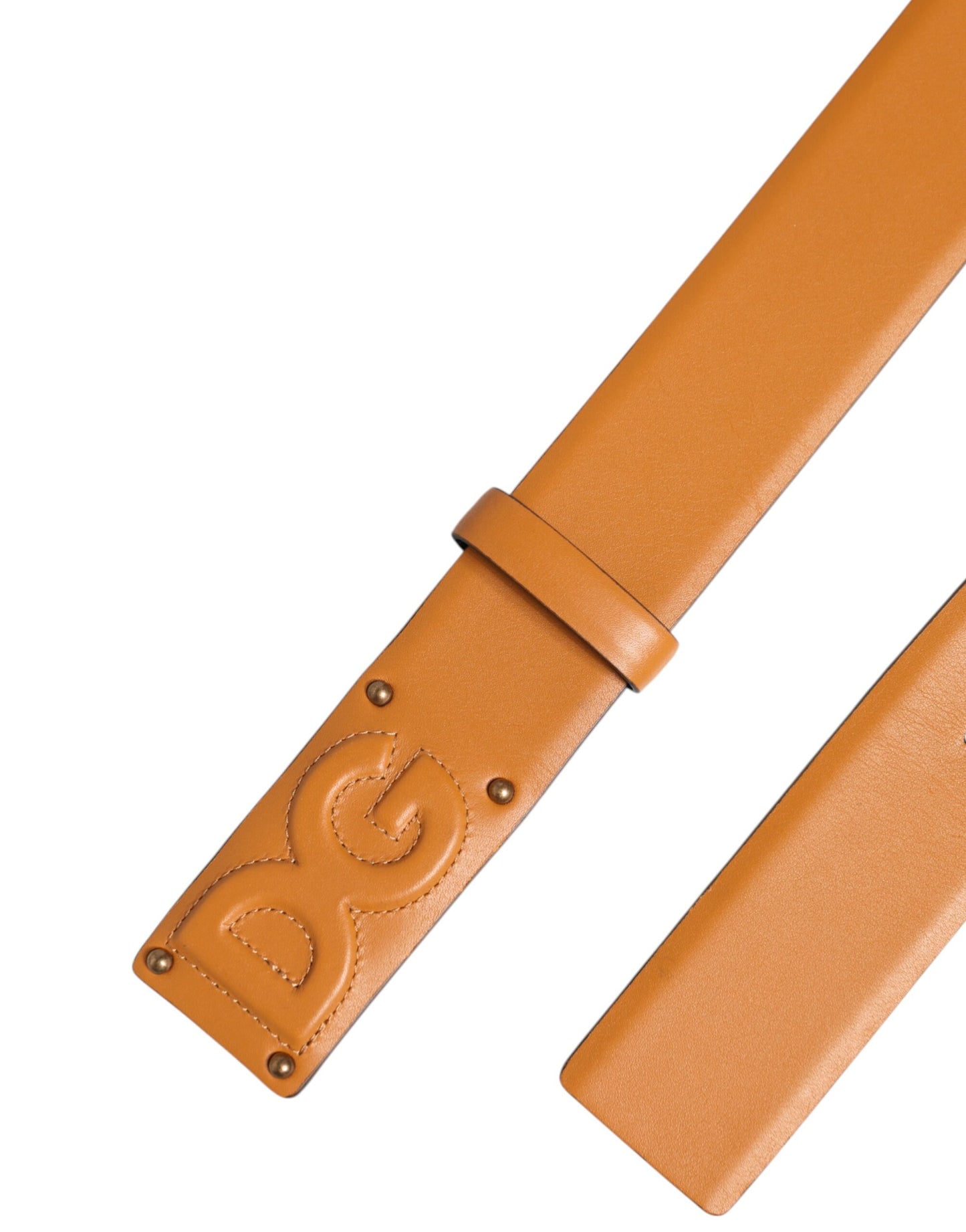 Dolce & Gabbana Brown Leather DG Logo Embossed Belt