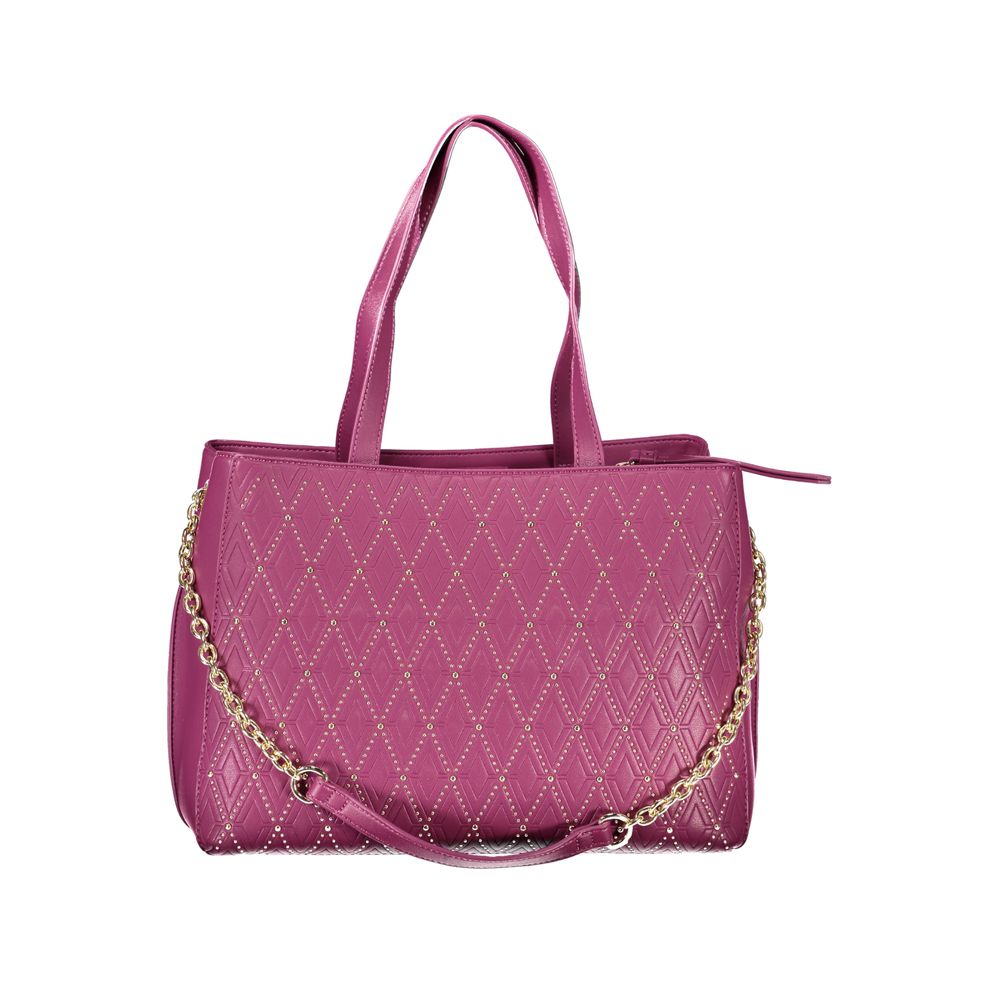 Valentino Bags Purple Faux Leather Handbag with Chain Shoulder Strap