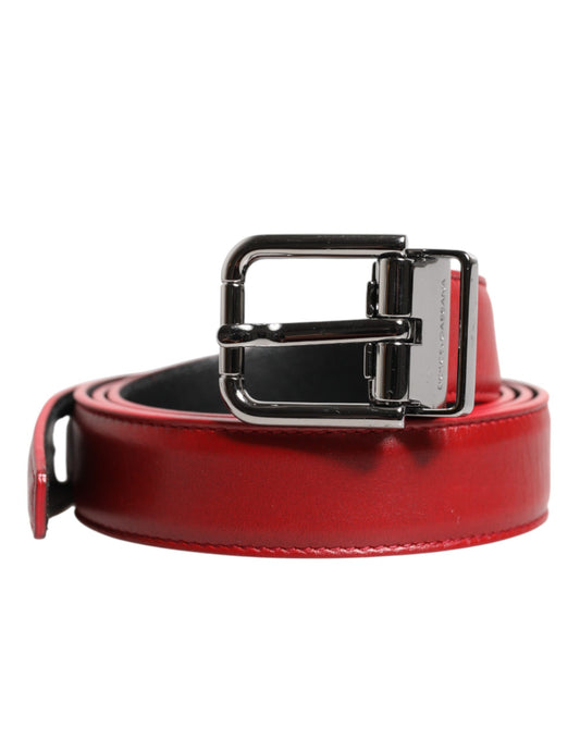 Dolce & Gabbana Red Leather Metal Buckle Belt