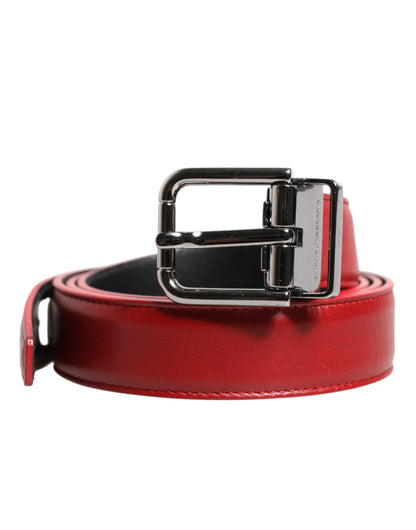 Dolce & Gabbana Red Leather Metal Buckle Belt