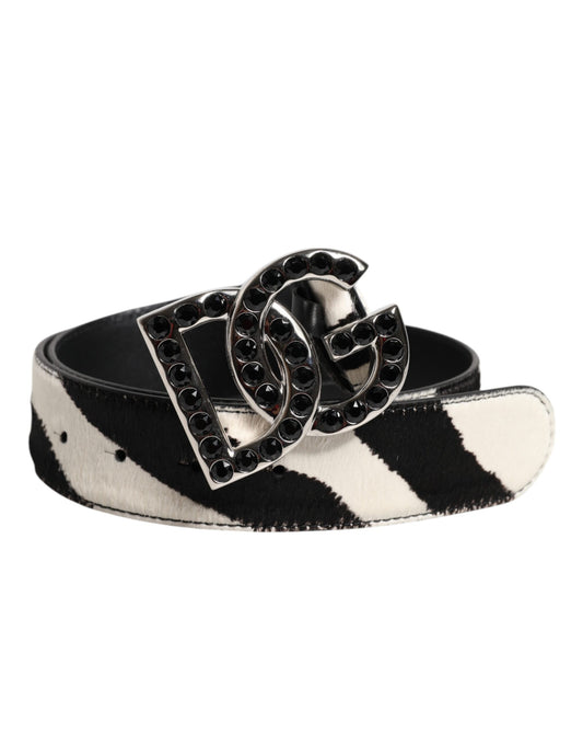 Dolce & Gabbana Zebra Print Leather Buckle Belt