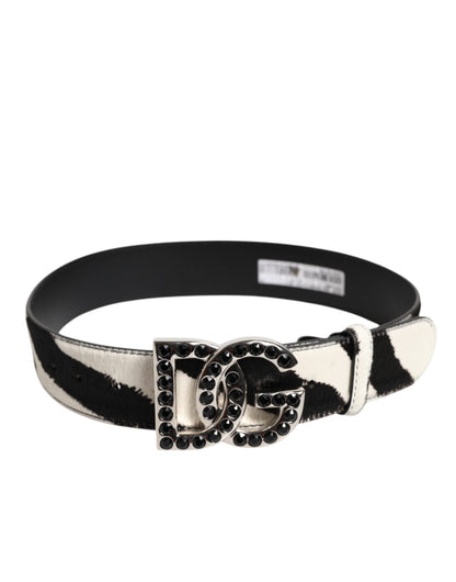 Dolce & Gabbana Zebra Print Leather Buckle Belt