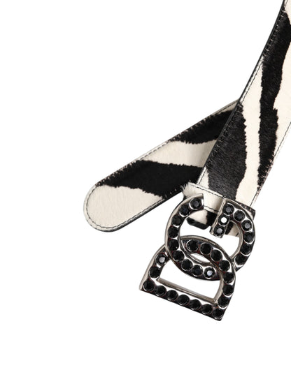 Dolce & Gabbana Zebra Print Leather Buckle Belt