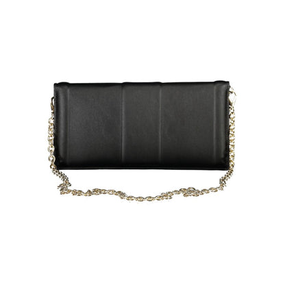 Mario Valentino Black Smooth Leather Handbag with Chain Strap